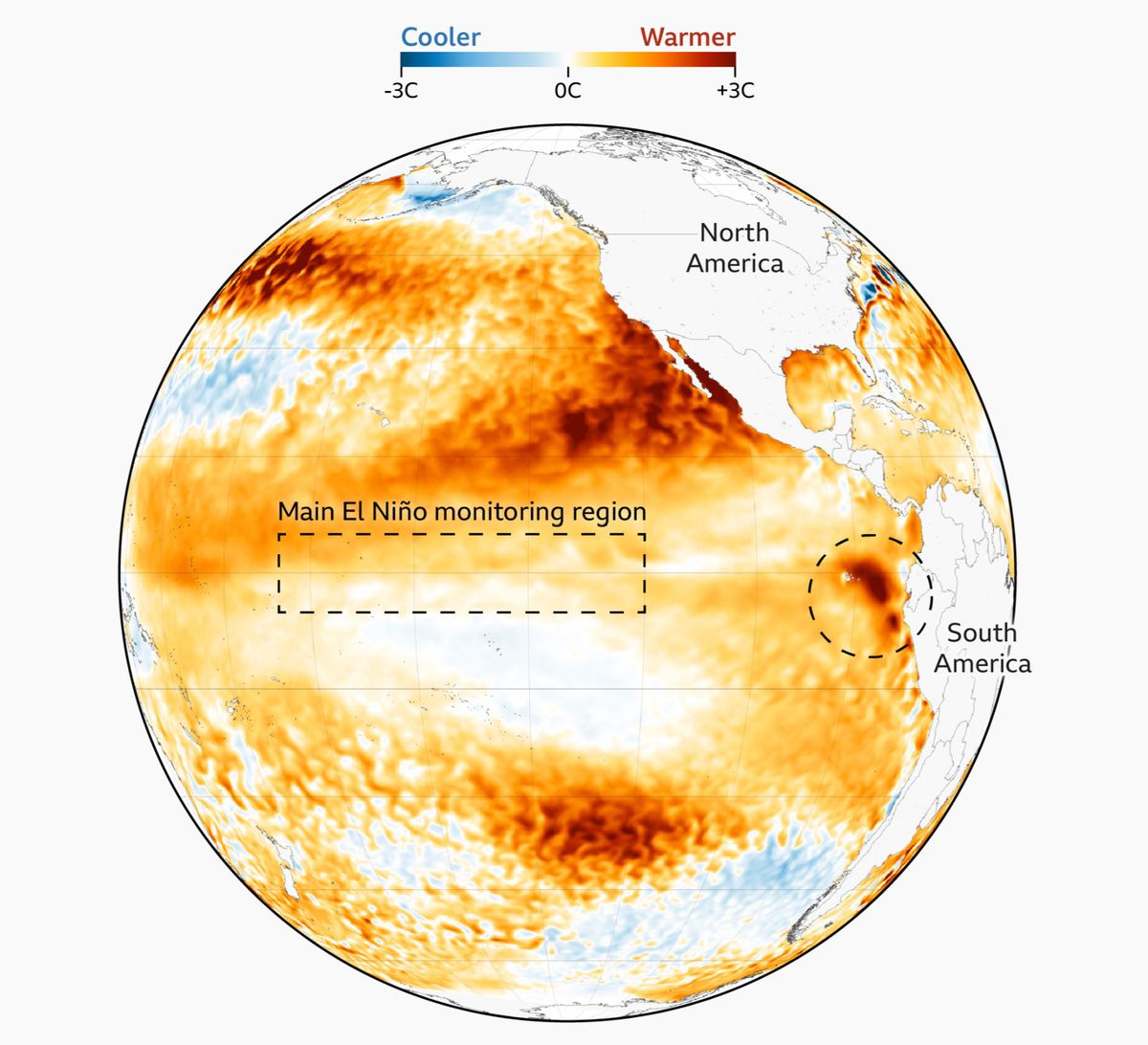 El Niño SST anomaly — the Pacific is running warm again.