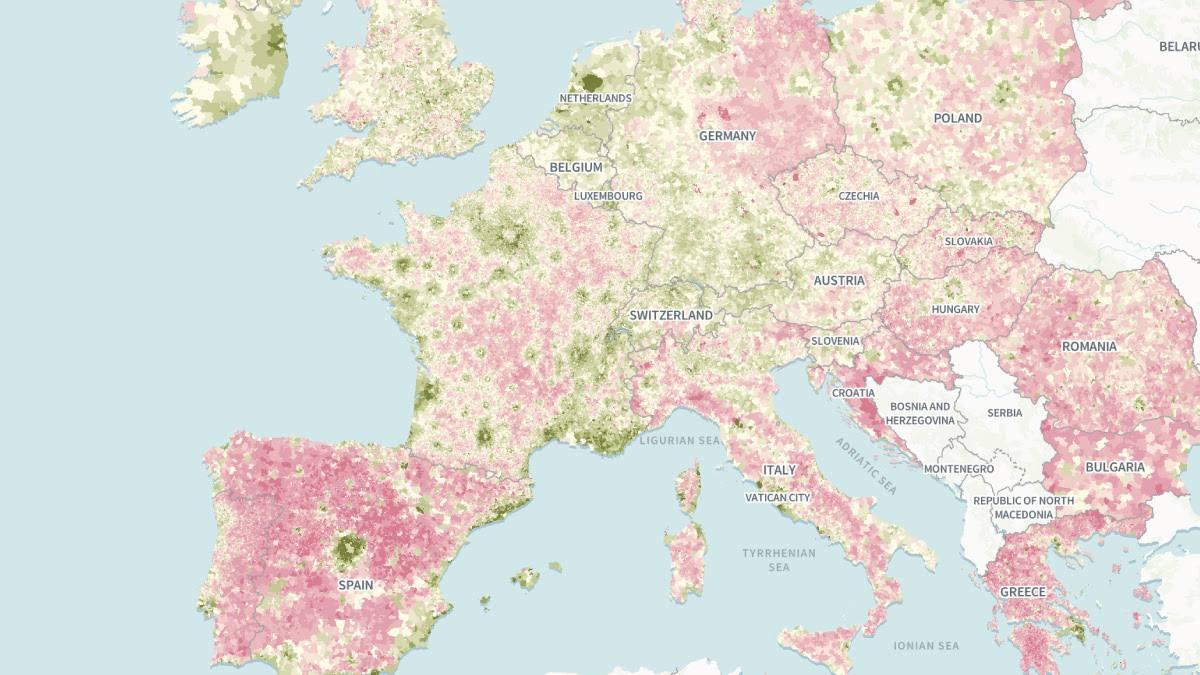 Half of Europe towns and villages have fewer residents than 60 years ago