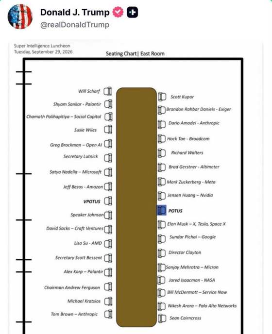 The seating chart Trump posted